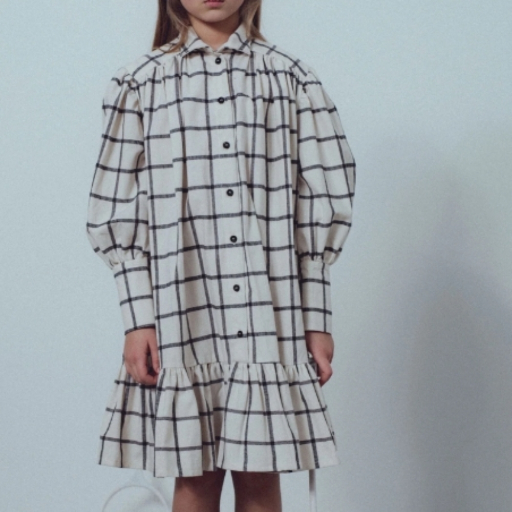 Unlabel Milk Square Button Front Dress Ladida Long Sleeve. Size L